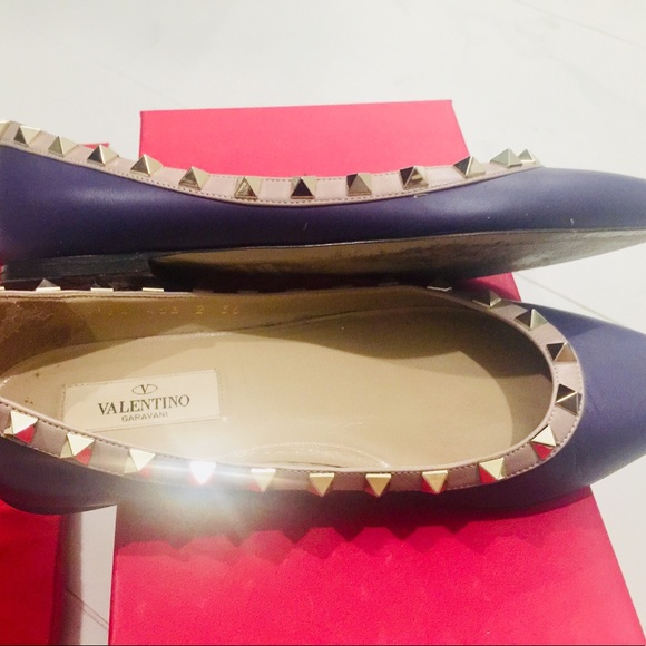 Valentino Patent rockstud ballet flat-purple -size 6